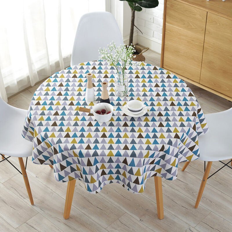 Mantel redondo mixto de terileno y algodon estilo del norte de Europa Triangulo multicolor Linea blanca Mantel estampado de flechas barato