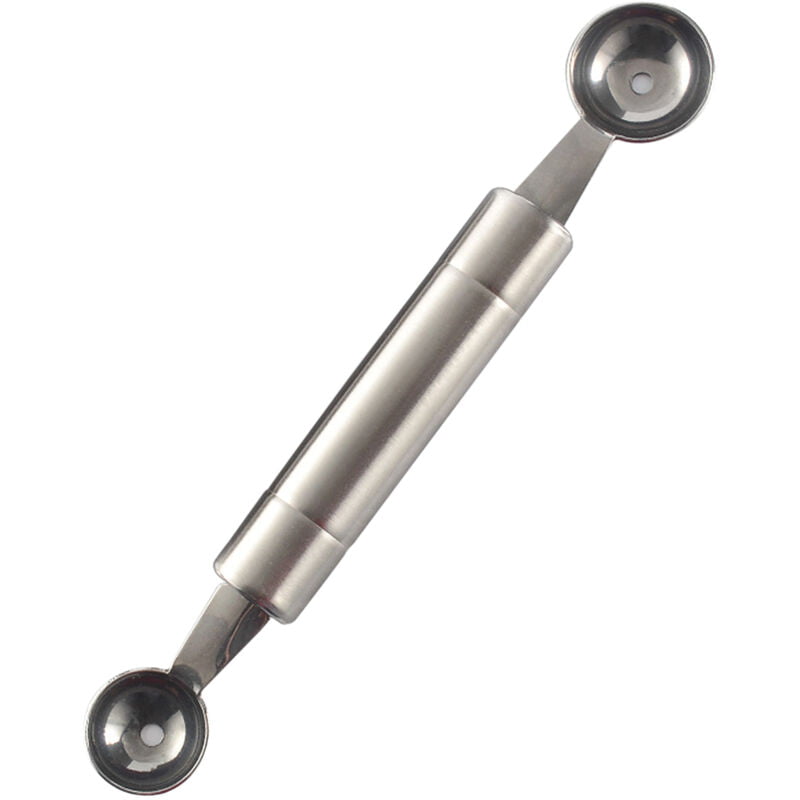 Melon Baller Scoop Acero inoxidable Decoracion de frutas Cuchillo para tallar Helado Sorbete Postre Cuchara de bola de doble funcion Cuchara de barato