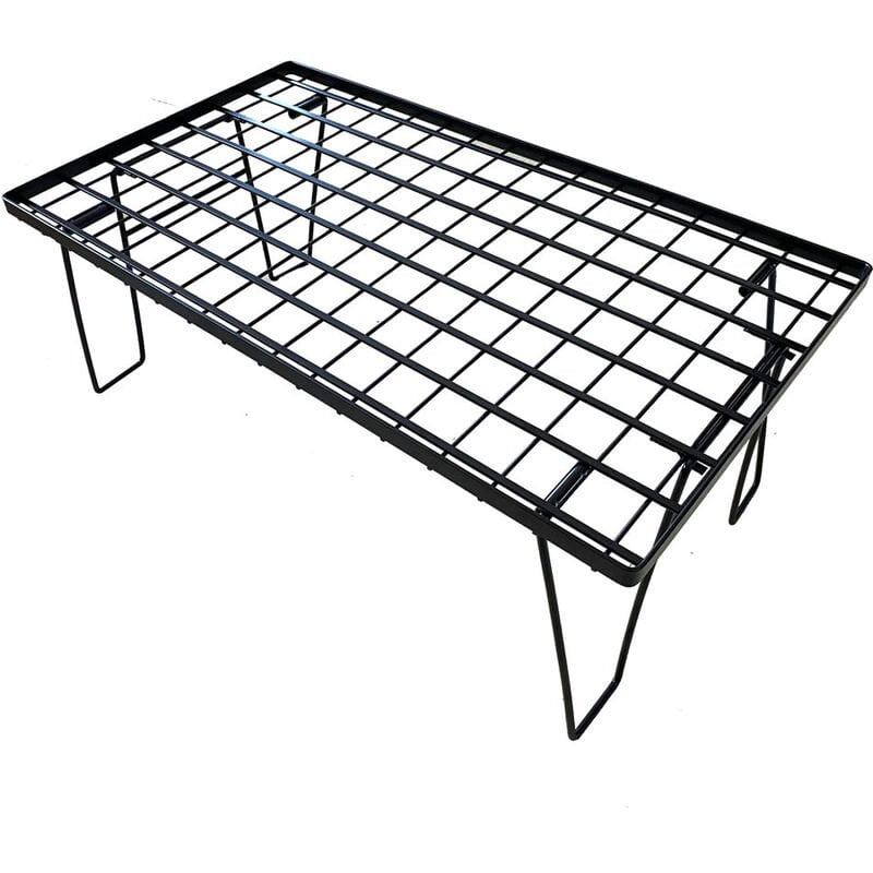 Mesa de parrilla portatil Mesa de camping plegable Hierro Soporte de parrilla de metal Mesa Rejilla de drenaje Carga de hasta 88 libras para acampar barato