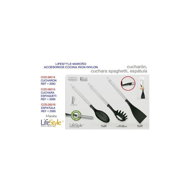 Mibricotienda - lifestyle maroño acc.cocina inox+nylon cuchara espagueti 2084 barato