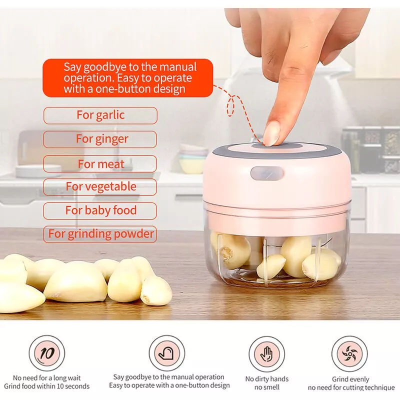 Mini Amoladora De Ajo, Ajo Electrico, Recargable Por Usb,Rosa, 250Ml En Oferta Mini Amoladora De Ajo