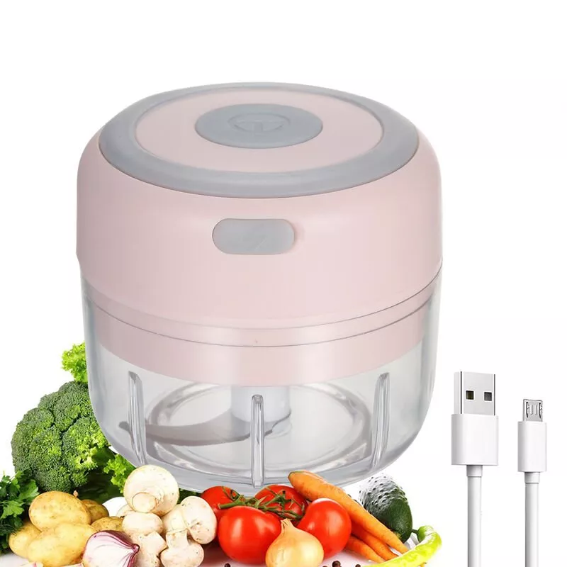 Mini Picadora De Ajo Electrica, Cortadora De Alimentos, 100 Ml, Recargable Por Usb,Rosa En Oferta Mini Picadora De Ajo Electrica